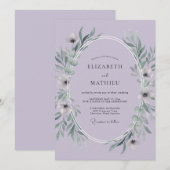 Flieder-Hochzeit mit Blättern Einladung (Vorne/Hinten)