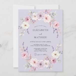 Flieder-Hochzeit mit zarten Blüten Einladung
