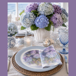 Flieder-Hortensie-Aquarell-Luncheon- Serviette Pappteller