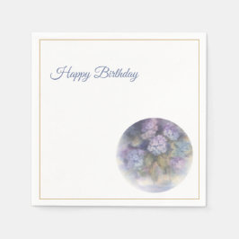 Flieder-Hortensien-Happy-Birthday-Cocktailserviett Serviette
