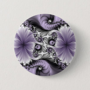 Flieder-Illusion abstrakte Blumen-Fraktal-Kunst-Fa Button
