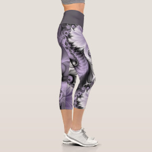 Flieder-Illusion abstrakte Blumen-Fraktal-Kunst-Fa Capri Leggings