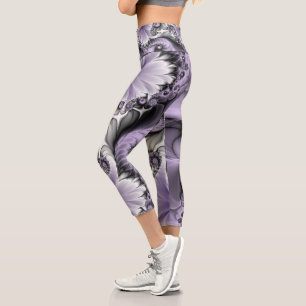 Flieder-Illusion abstrakte Blumen-Fraktal-Kunst Fa Capri Leggings