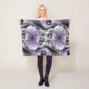 Flieder-Illusion abstrakte Blumen-Fraktal-Kunst Fa Fleecedecke