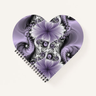 Flieder-Illusion abstrakte Blumen-Fraktal-Kunst-Fa Notizblock