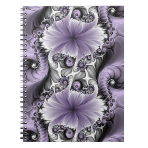 Flieder-Illusion abstrakte Blumen-Fraktal-Kunst Fa Notizblock