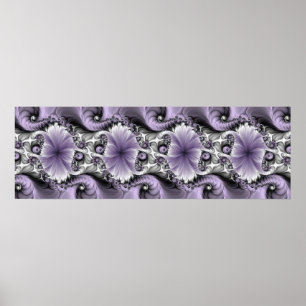 Flieder-Illusion abstrakte Blumen-Fraktal-Kunst Fa Poster