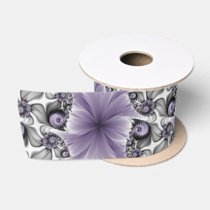 Flieder-Illusion abstrakte Blumen-Fraktal-Kunst-Fa Satinband