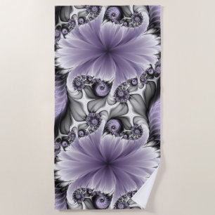 Flieder-Illusion abstrakte Blumen-Fraktal-Kunst Fa Strandtuch