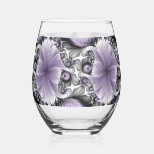 Flieder-Illusion abstrakte Blumen-Fraktal-Kunst-Fa Weinglas Ohne Stiel