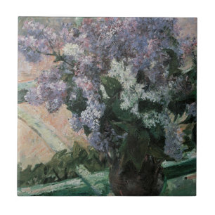 Flieder in einem Fenster von Mary Cassatt, Vintage Fliese