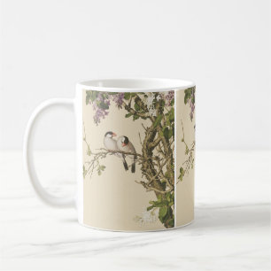 Flieder in Lila und Weiß mit Vogel Chinesischer An Kaffeetasse