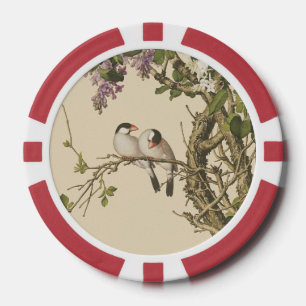 Flieder in Lila und Weiß mit Vogel, chinesisches A Pokerchips