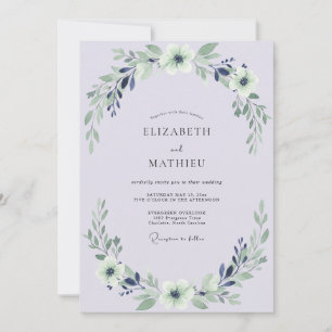 Flieder Indigo Blatt Hochzeit Einladung