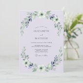 Flieder Indigo Blatt Hochzeit Einladung (Stehend Vorderseite)