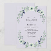 Flieder Indigo Blatt Hochzeit Einladung (Vorne/Hinten)