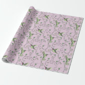 Flieder-Kleeblatt-Rebe-Kolibri-Muster Geschenkpapier (Ungerollt)