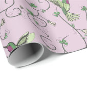 Flieder-Kleeblatt-Rebe-Kolibri-Muster Geschenkpapier (Rolleneckpunkt)