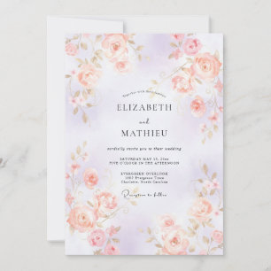 Flieder Korallenrose Hochzeit Einladung