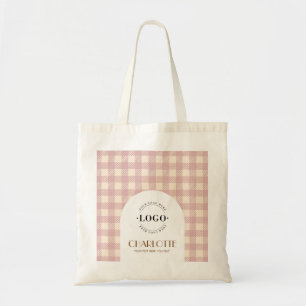 Flieder Lanavder lila Gingham preppy Logo Business Tragetasche