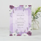 Flieder-Lavendel-Blumenhochzeit Einladung (Stehend Vorderseite)