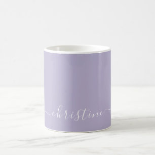 Flieder Lavendel C123 & Weiß Minimalistischer Name Kaffeetasse