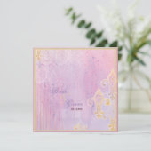 Flieder-Lavendel-Einladung Fleur di Lys Damask 2 Einladung (Stehend Vorderseite)