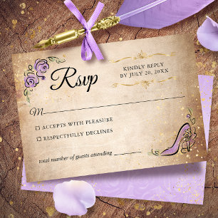 Flieder Lavendel Gold Prinzessin Schuh Elegante Ho RSVP Karte