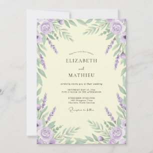 Flieder-Lavendel-Kranz-Hochzeit Einladung