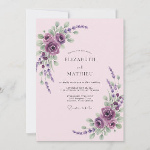 Flieder Lila Lavendel Eukalyptus Hochzeit Einladung