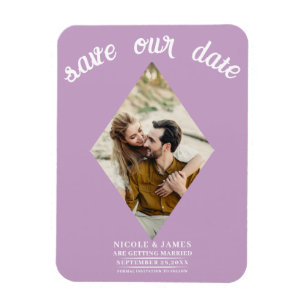 Flieder Lila Rosa Foto Hochzeit Save the Date Magnet