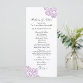 Flieder Lila Spitzen-Doily-Hochzeitsprogramm Programm (Stehend Vorderseite)