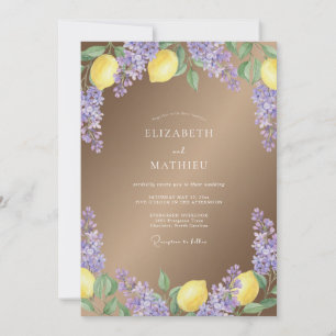 Flieder-Limonen-Botanische-Romantik-Hochzeit Einladung