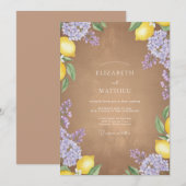Flieder-Limonen-Rustikale-Hochzeit Einladung (Vorne/Hinten)