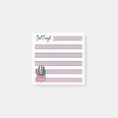 Flieder | Liniiert | Gettopfte Sukkulente -  Post-it Klebezettel (Vorderseite)