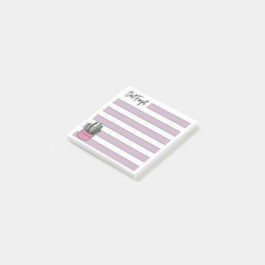 Flieder | Liniiert | Gettopfte Sukkulente -  Post-it Klebezettel (angewinkelt)