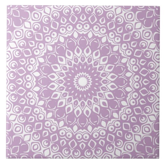 Flieder Mandala Geometrisches Muster Fliese (Vorderseite)
