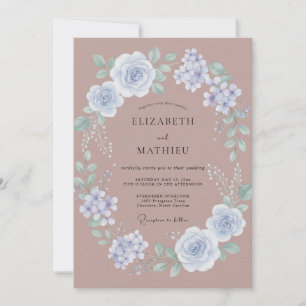 Flieder-Mauve-Kornblumen-Aquarell-Hochzeit Einladung