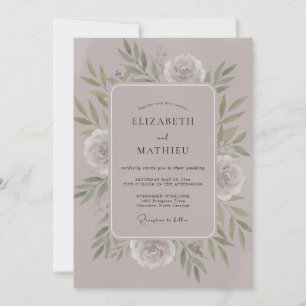 Flieder-Mauve-Oliven-Kranz-Hochzeit Einladung