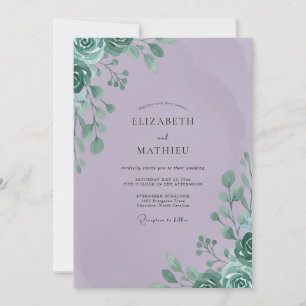 Flieder-Minz-Blatt-Hochzeit Einladung