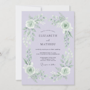 Flieder-Minz-Blattwerk-Staub-Eukalyptus-Hochzeit Einladung