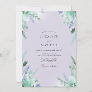 Flieder-Minz-Grün-Hochzeit Einladung