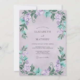 Flieder-Minz-Wisteria-Hochzeit Einladung