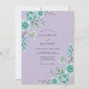 Flieder-Minzblatt-Hochzeit Einladung