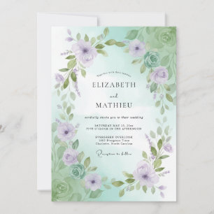 Flieder-Minzblatt-Hochzeit Einladung