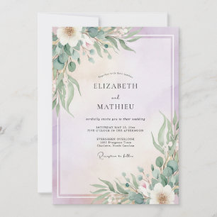 Flieder-Minzlaub-Eukalyptus-Hochzeit Einladung