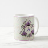 Flieder-Monogramm-PastellmarmorKeramik-Tasse Kaffeetasse (VorderseiteRechts)