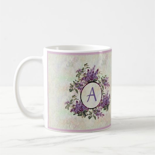 Flieder-Monogramm-PastellmarmorKeramik-Tasse Kaffeetasse (Links)
