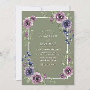 Flieder-Olive-Ranunculus-Eukalyptus-Hochzeit Einladung
