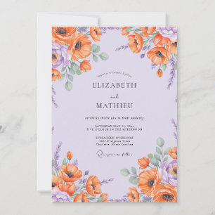 Flieder Orange Mohn Hochzeit Einladung
